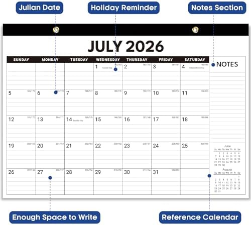 Taja 12 Pack of Desk Calendar 2026-2027, Jul 2026-Dec 2027, 17" x 12" - Image 3