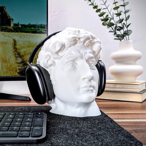 Michelangelo's David Headphone Stand - Universal Headset Holder - David Bust Sculpture - Gaming Desk Accessory - Holds Most Types of Headphones (Marble) - Image 7
