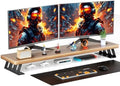 Dual Monitor Stand Riser, 39 Inch Large Wood Monitor Stands for 2 Monitors by NestNeatHome