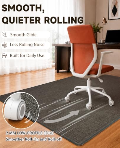 Funwheat Office Chair Mat with Lip for Hard Floors, 36 x 48 in, Espresso - Image 4
