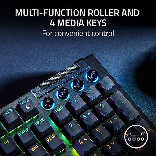 Razer BlackWidow V4 Mechanical Gaming Keyboard: Yellow Switches Linear & Silent-Chroma RGB - 6 Macro Keys - Magnetic Wrist Rest - Doubleshot ABS Keycaps - Multi-Function Roller &Media Keys (Renewed) - Image 7