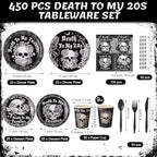 450 Pcs Tableware Set, Serve 50, Black and White, Death to My 20S - Image 2