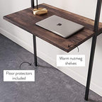 Nathan James Theo 2-Shelf Industrial Wall Mount Ladder Table, Small Computer or Writing Desk, Nutmeg/Matte Black - Image 3