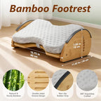 Foot Rest Under Desk, Under Desk Footrest, Foot Stool for Couch, Office Home, Gaming, 4-in-1 Bamboo Desk Foot Rest with 6 Adjustable Heights & Massage Cushion & Relieve Pressure on Legs, Waist & Back - Image 3