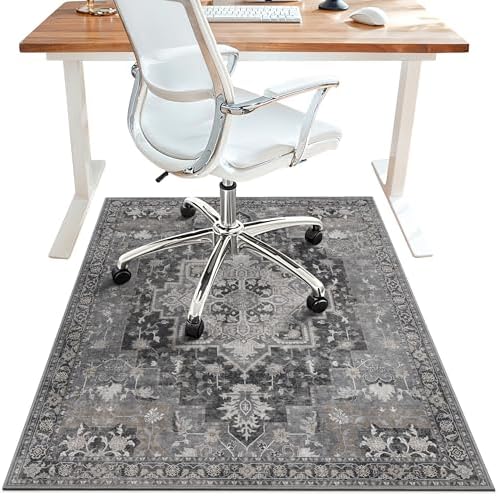 48"x72" Office Chair Mat for Hardwood Floor, Non-Slip Washable Black by BESBLEE