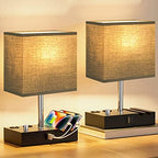 Black Bedside Table Lamps Set of 2 - Dimmable, USB C+A, 2 AC Outlets - Image 4