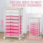TOOLF Rolling Storage Cart with 8 Drawers,Rose Pink - Image 3