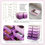 Giantex 10 Drawers Rolling Cart, Classroom Organizers, Storage Cart with Wheels, for Teacher Office Home School Supplies Tool Craft Art Paper, Purple Gradient - Image 7