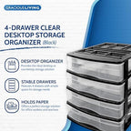 Gracious Living 4-Drawer Desktop/Countertop Storage Organizer, Black/Clear - Image 4