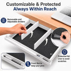 Under Desk Drawer, Adjustable Dividers, Impact-Resistant, 22" – White - Image 2