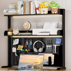 Adjustable Desktop Hutch Bookshelf with Pegboard, 38.9" Wide by OUKMIC