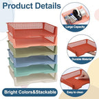 gisgfim 12 Pcs Turn in Trays Classroom Boho Paper Tray for Classroom Organization and Storage Stackable Plastic Book Baskets Turn in Bins Teacher Organizers for Library Drawers School Office Desk - Image 3