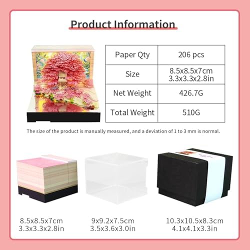 3D Calendar 2027,3D Desk Calendar Memo Pad 2027,3D Art Calendar Memo Pad 2027,Time Piece calendars 2027,3D Paper Art Notepad,Music Tree Desktop Decoration,New Year,Christmas Gift (Music Tree (Pink)) - Image 3