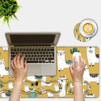 Mouse Pad Set,(31.5×11.8 in) Desk Pad + Keyboard Wrist Rest Support + Mouse Wrist Rest + Coaster for Office,Home,Computer,Laptop - 4 Cute Alpaca - Image 2