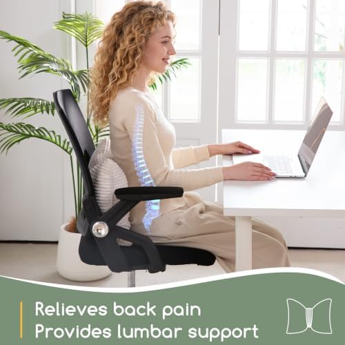 HIGOGOGO Lumbar Support Pillow for Recliner Chair, Bow Knot Shaped Back Support Cushion, Striped Corduroy Soft Decorative Lumbar Pillow for Office Chair, Sofa, Car, Bed, Living Room - Beige - Image 6