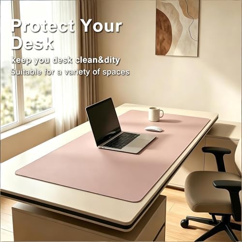Desk Mat, Non-Slip Leather Desk Pad for Keyboard & Mouse, Mouse Pad,Heat Resistant & Waterproof Desk Protector Mat,Transparent Desk Writing Mat for Home & Office(31.5x47inch) - Image 2