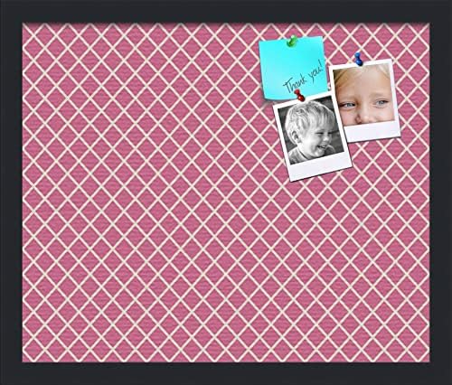 PinPix 18x15 inch Cork Bulletin Board. This Decorative Framed Pin Board Comes with Diamond Pattern in Hot Pink Design and Satin Black. Ideal for Home, Office Decor or School (PinPix-302) by PinPixBulletinBoards