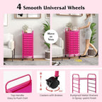 Giantex 10-Drawer Storage Cart w/Universal Wheel, Rolling Cart w/Handle, Home Organizer Storage Unit w/Removable Drawers, Trolley Utility Cart for Kitchen Makeup Living Room Office Play Room, Hot Pink - Image 6