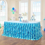 leegleri 108in Tulle Ruffle Curly Willow Table Skirt for 4/6/8FT Tables, Under The Sea Ocean Blue Baby Shark Themed Tutu Table Skirt for Baby Shower, Birthday Party - Image 6