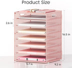 Lavatino 8-Tier Letter Tray Desk Paper Organizer, Mesh File Sorter Tray Organizer for Desk Office Supplies & Home Organization, Fits A4 Paper, Mail, Magazines and Office Accessories (Pink with Handle) - Image 3