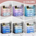5-Tier Stackable Paper Organizer with Handle, Pink - Image 6