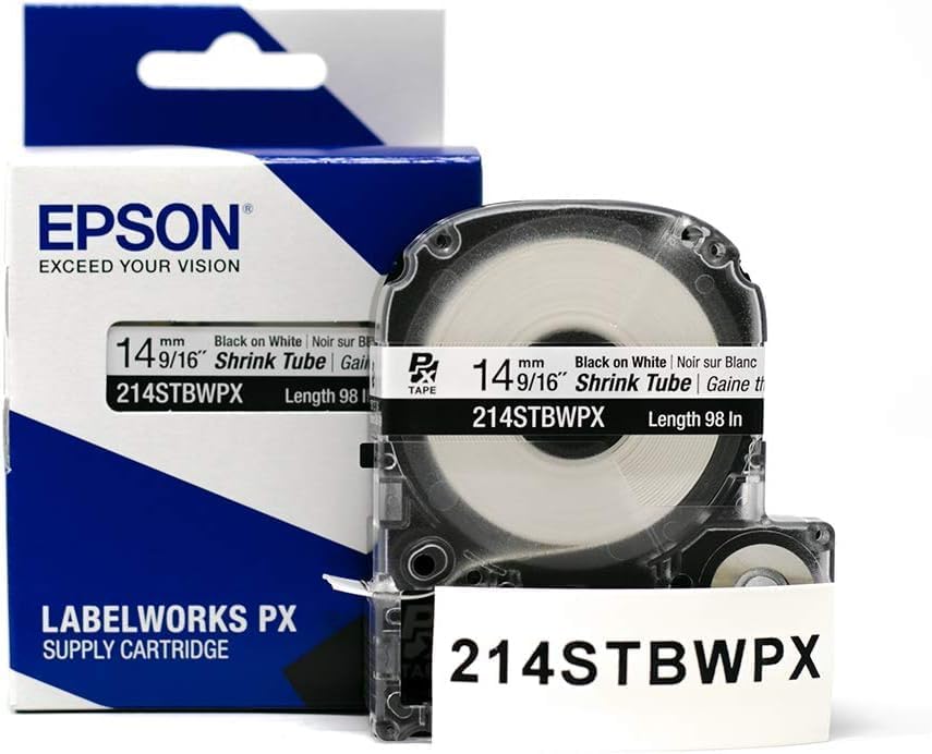 Epson LabelWorks 214STBWPX Heat Shrink Tube, Black on White, 14mm, 5-Pack - Image 5