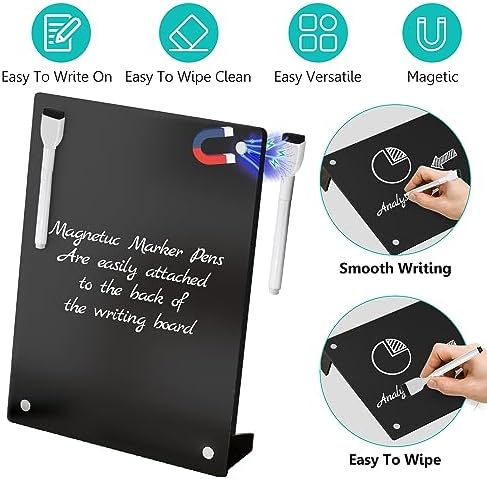 2PCS Black Acrylic Calendar Dry Erase Board with Stand for Desk, 16x12 Large Desktop Monthly Whiteboard Magnetic Fridge Memo Board, Daily Planner Chalkboard Easel for Office, School - Image 4