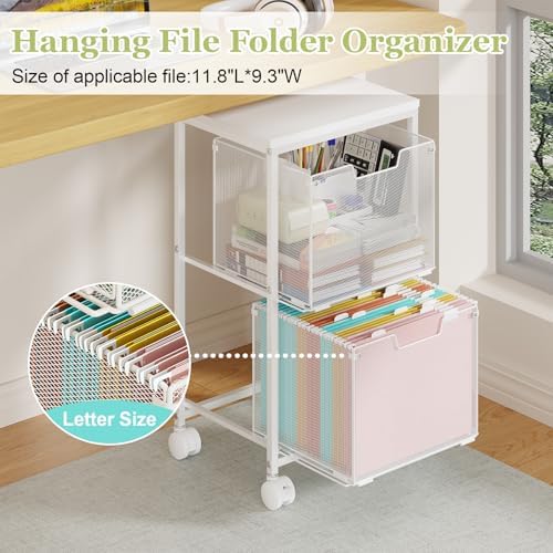 Rolling File Cart with 2 Storage Drawers,Under Desk Storage Cart - Image 5