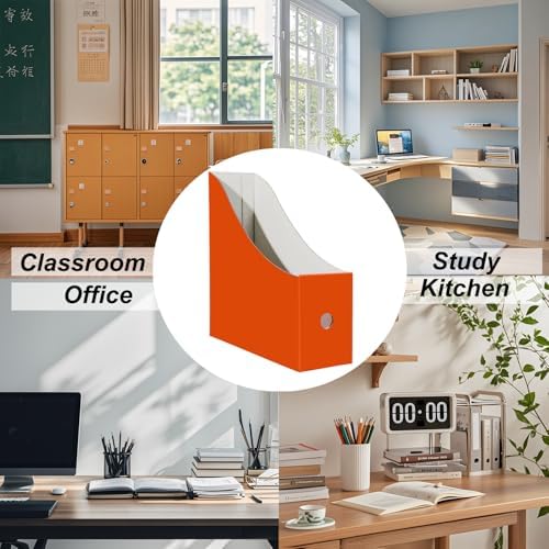 Limitliho 24 Pack Orange-Red Cardboard Magazine Holder for Desk or Shelves - Image 5
