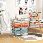 LDAILY 12 Drawer Rolling Storage Cart, Craft Cart Organizer on Wheels w/Metal Frame, Large Capacity & Smooth Drawer, Rolling Cart w/Drawers for Classroom, Office - Image 2