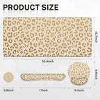 Arttown Keyboard Mouse Pad Set, 4 in 1 Desk Mat Set Leopard Gold - Image 2
