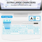 SABLUTE Wired Large Print Backlit Computer Keyboard with Wrist Rest (White) - Image 2