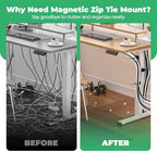 Magnetic Zip Tie Mount, 25LBS Strong Magnetic Wire Holder, Multipurpose Magnet Zip Tie Mount, Waterproof Magnet Cable Tie Holders for Home Office Marine Automotive Electrical Wiring Management - Image 2