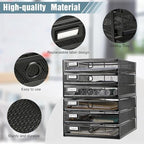 Zhanmai 2 Pack Black Desk Organizer Total Wire Mesh with Drawer, 3 Tier - Image 4