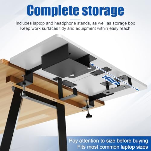 Novabright 30" X 12" Desk Extender Tray with Side Storage Rack Heavy Duty Desk Extender Under Desks Laptop Mount Keyboard Extenders for Desks with a Concealed Storage Area for Cable & Earphone (White) - Image 5
