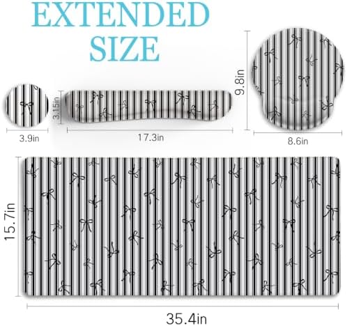 LIMKRIAN Black Striped Ergonomic Large Desk Mat Set with Wrist Rest - Image 6