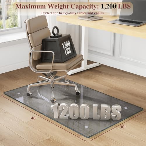 Tempered Glass Chair Mat for Carpet, 30"x48" Grey Floor Mat - Image 2