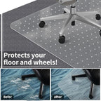 Office Chair Mat for Carpeted Floor, 63"x51" Clear Desk Mat for Carpet Large Protector Floor Mat On Low Pile Carpets, Easy Glide Rolling Plastic Floor Mat, Computer Chair Mat for Home Office - Image 5