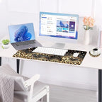 Large Keyboard Mouse Pad Set, Extended Mouse Pad+Keyboard Wrist Rest Support, Memory Foam Ergonomic Easy Typing, 4Pcs (31.5×11.8 in) Desk Pad Set for Office Home,Leopard Print - Image 3