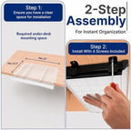 Under Desk Drawer, Adjustable Dividers, Impact-Resistant, 22" – White - Image 4