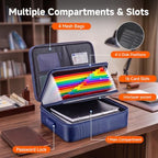 Fireproof Document Box With Lock, 16-Pocket File Organizer, Blue - Image 4