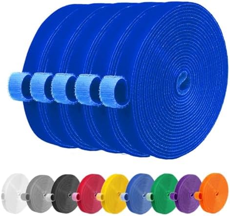 IFNOW 32FT Reusable Fastening Tape Cable Ties Double-Sided Hook-and-Loop Cable Management Tape Strength and Durability 0.4''/Width (5, Blue) by IFNOW