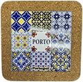 Portugal Azulejo Tiles, Ethnic Portugese Ceramic Tiles - Cork Trivets - Home & Wall Decorations (7.8 Inch - 20cm) (Porto in 8 Tiles) by GOLDTON
