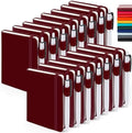 feela 15 Pack Pocket Small Notebooks Bulk, Mini Cute Notepads Hardcover College Ruled Lined Journals with Pen Holder for School Business Memos, with 15 Black Pens, 3.5”x 5.5”, A6, Wine by feela