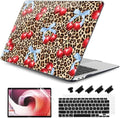 DONGKE for MacBook Air 13 Inch Case 2021-2018, Compatible with A2337 M1 A2179 A1932 Support Retina Display & Touch ID, Hard Shell Plastic Cover with Keyboard Skin - Cherry & Leopard by DONGKE