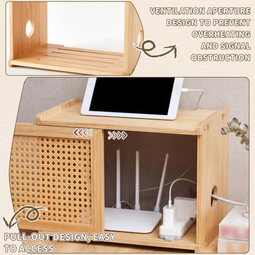 Wi-Fi Router Box Hider, Synthetic Rattan Decor, Wood - Image 5