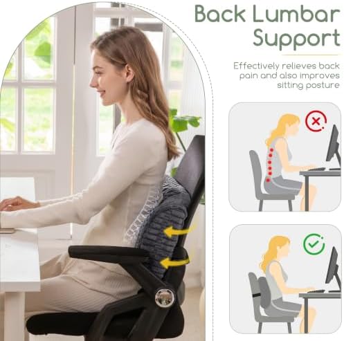 Lumbar Support Pillow for Recliner Chair/Office Chair/Couch, Memory Foam Back Support Cushion with Adjustable Strap, Recliner Cushions for Lower Back Pain Relief, Sleeping, Washable Cover, Dark Grey - Image 3