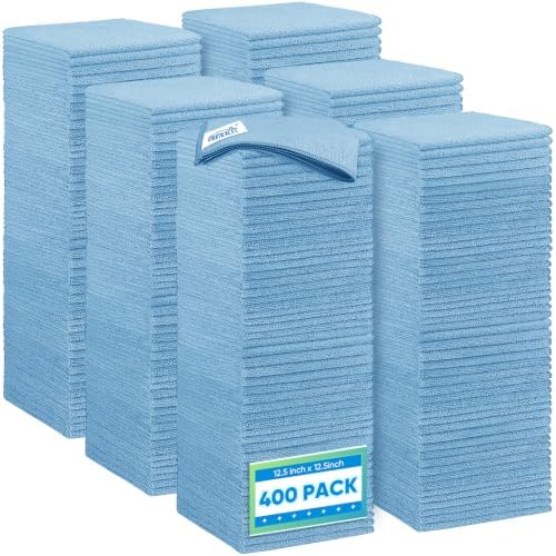 HOMEXCEL Blue Microfiber Cleaning Cloth 400PK, Towels for Cars, 12.5×12.5" by HOMEXCEL