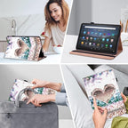 Case for Amazon Kindle Fire HD 10 & 10 Plus Tablet (13th/11th Generation, 2023/2021) 10.1" - PU Leather Flip Case with Elastic Band & Card Slots, Multi-Angle Stand Cover - Diamond Peach - Image 5