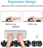 Keyboard Wrist Rest Set,Memory Foam Wrist Support Mouse Pad,31.5"x11.8" Desk Mat for Comfortable Typing & Pain Relief,Non-Slip Base for Office & Home Use - Cute Training Deer and Trees - Image 4
